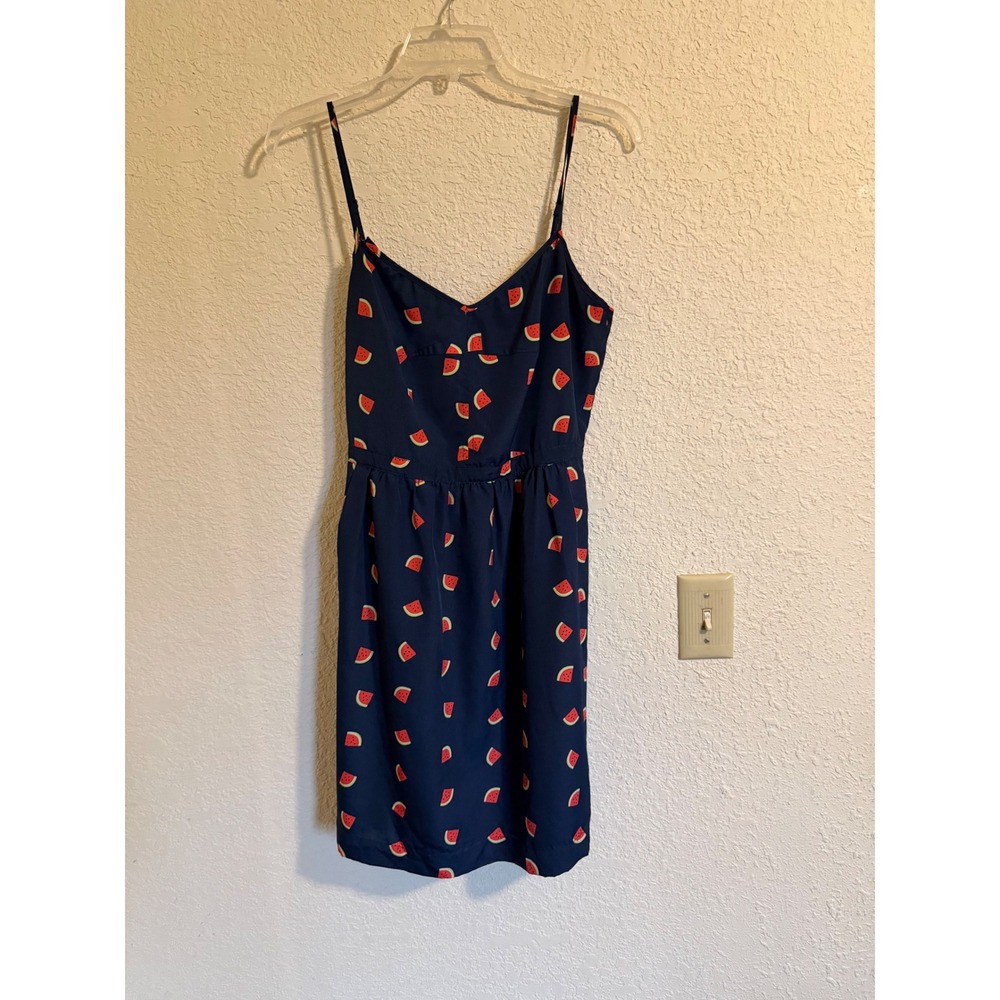 J.Crew Watermelon Print Mini Dress Navy Blue Summer Sleeveless 43841 Womens 8